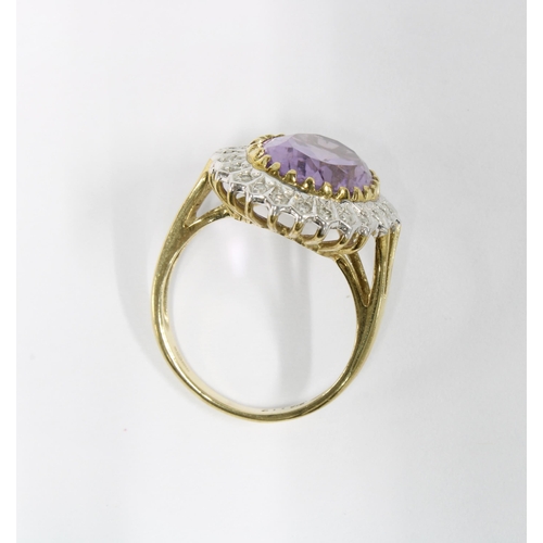 4 - 9ct gold amethyst dress ring, size O 1/2