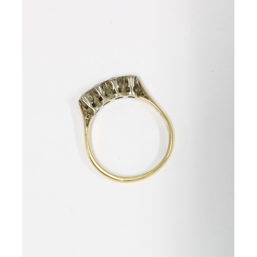 8 - 18ct gold and platinum diamond ring, claw set with four brilliant cut diamonds, size P