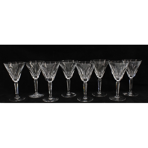 107 - Set of eight facet cut wine glasses (8) 17cm.