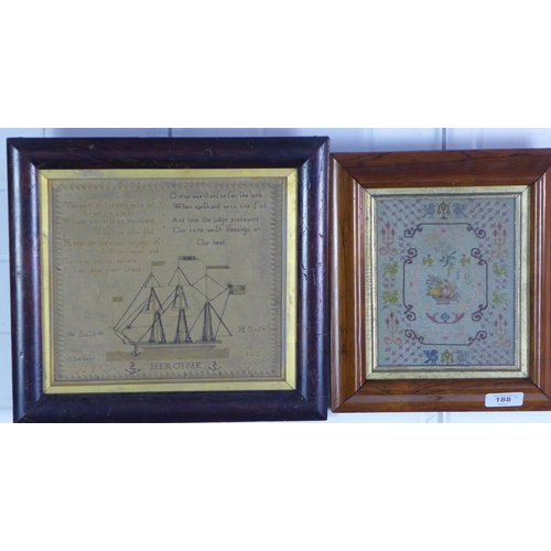 188 - Two 19th century framed samplers. 22 x 26cm. (2)