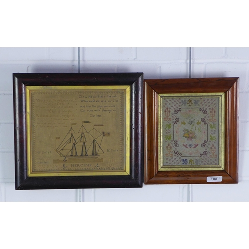 188 - Two 19th century framed samplers. 22 x 26cm. (2)