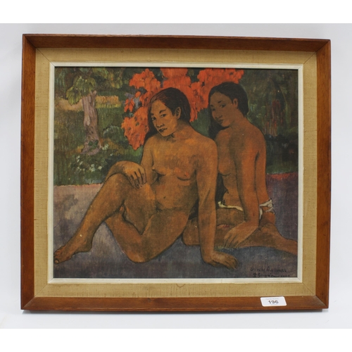 196 - After Gauguin, and the Gold of Their Bodies (Et l'or de leurs corps) fabric print, laid down on canv... 