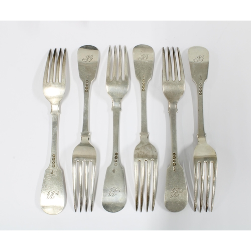 2 - Set of six hanoverian silver table forks, London 1832, (6)