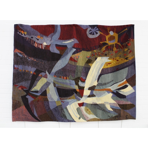 208 - Mid century Aubusson tapestry by Robert Wogensky (1919 - 2019) woven in the Legoueix workshop and si...