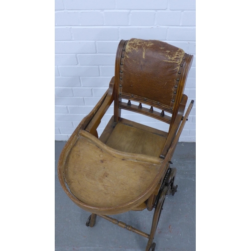 220 - Late 19th / early 20th century childs metamorphic high chair with adjustable height, 100 x 40cm