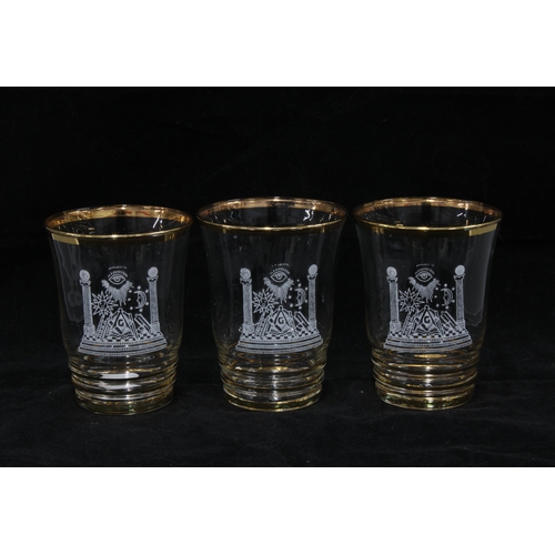 382 - Set of wine glasses and a group of Masonic tumblers (15)