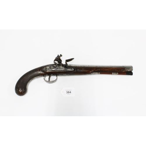 384 - Late 18th century flintlock pistol, 26cm barrel marked 'HW Mortimer Gunmaker to His Majesty' signed ... 