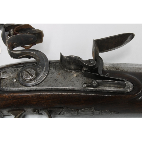 384 - Late 18th century flintlock pistol, 26cm barrel marked 'HW Mortimer Gunmaker to His Majesty' signed ... 