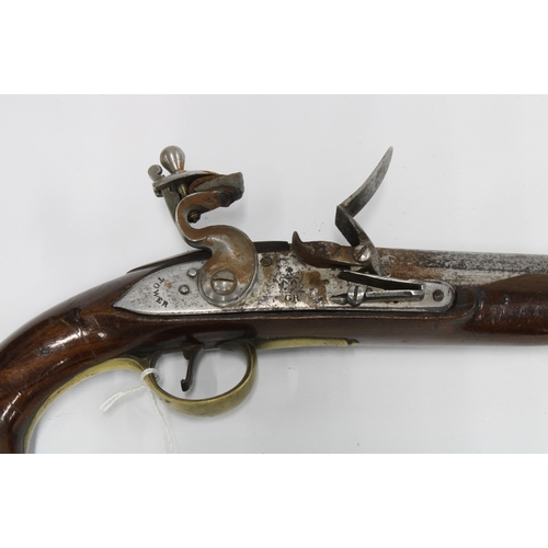 389 - Georgian flintlock Sea Service pistol, circa 1810, 22cm steel barrel,  the lock plate stamped with a... 