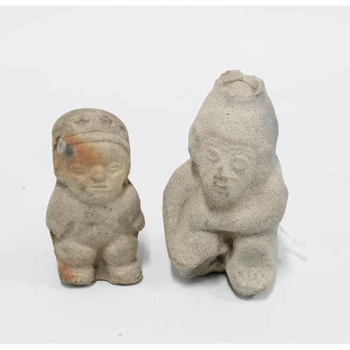 399 - Two South American stone figures, possibly pre-Columbian, 9cm high (2)