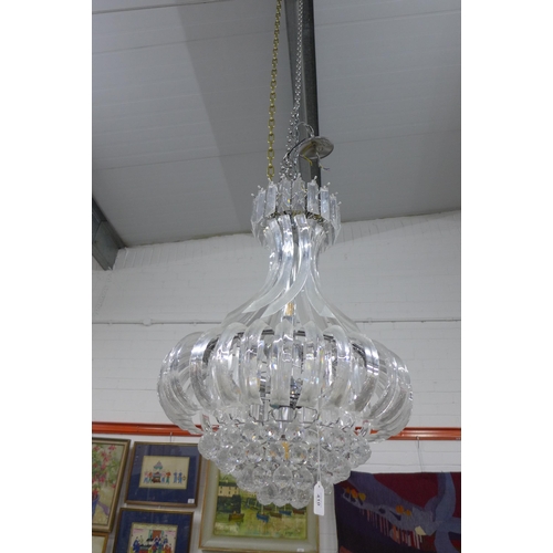 410 - Perspex chandelier light fitting, modern, 80 x 54cm.