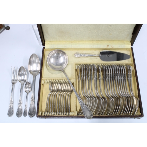 411 - Late 19th century silver plated cutlery service in Louis XV rococo style, 12 place setting