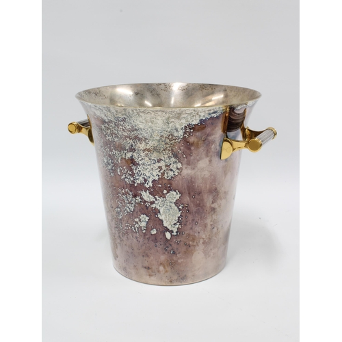 47 - Ravinet D'Enfer silver plate champagne bucket with gilt metal handles, circa 1980, 20cm high