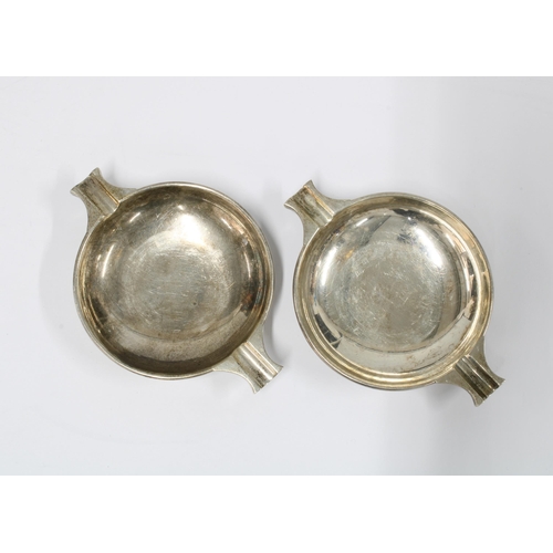 6 - Pair of Hamilton & Inches silver quaich style ashtrays, Edinburgh 1938, (2)