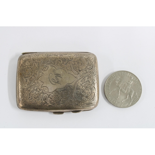 65 - Birmingham silver cigarette case, and commemorative coin