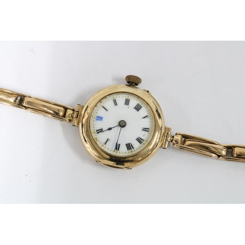 72 - Ladies vintage Marvin 9ct gold cased wristwatch and another 9ct gold wristwatch on yellow metal brac... 