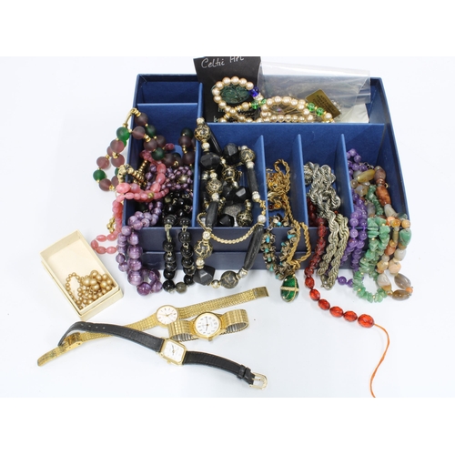 74 - Quantity of costume jewellery to include a Mexican white metal necklace with turquoise, lady's rotar... 