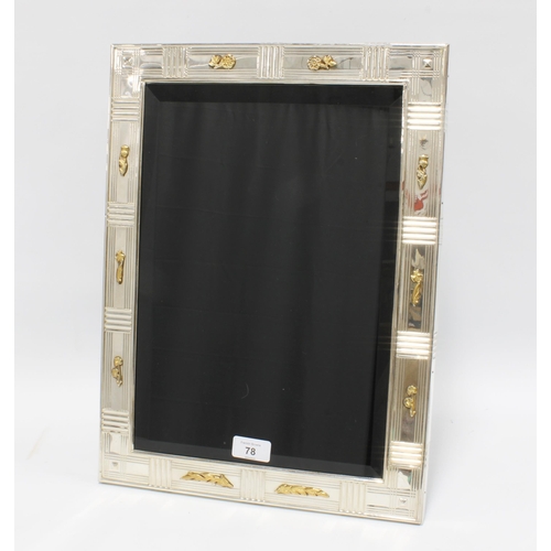 78 - A large Mappin & Webb silver photograph frame, Sheffield 2002, embellished with silver gilt thistle,... 