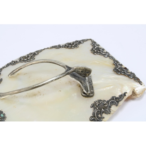 9 - Edwardian silver mounted shell stand with wishbone fitting, London 1902, 13cm