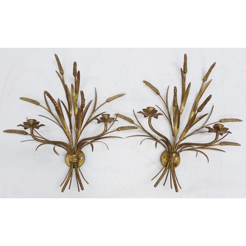 223 - Pair of gilt metal wheatsheaf wall lights / sconces  54 x 50cm (2)