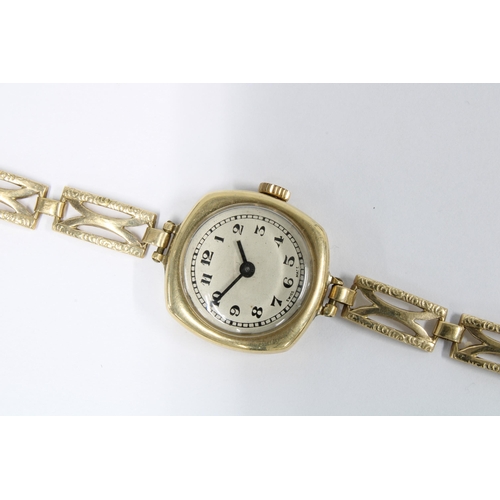 11 - Early 20th century lady's 9ct gold wristwatch on a 9ct gold bracelet strap, with original James Ritc... 