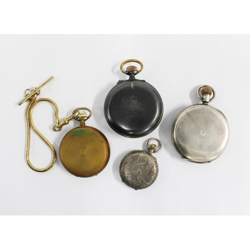 12 - Waltham silver cased pocket watch, Incabloc pocket watch and another together with a ladys silver ca... 