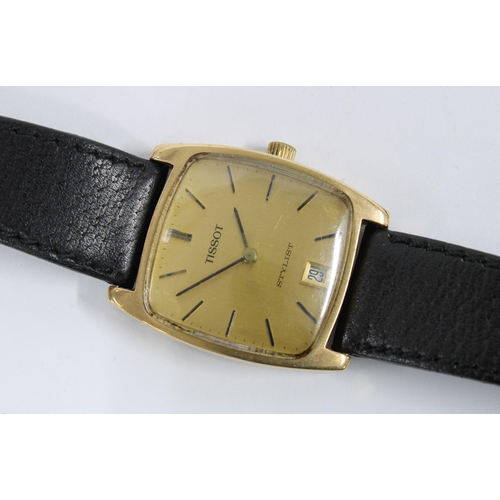 37 - Gents 9ct gold Tissot Stylist wrist watch, hallmarked for London 1969, inner case numbered 42419, on... 
