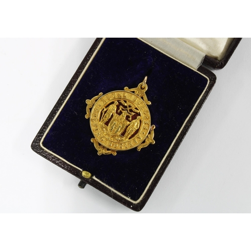 51 - Royal Burgess Golfing Society yellow metal and red enamel Scratch golf medal , with personal inscrip... 