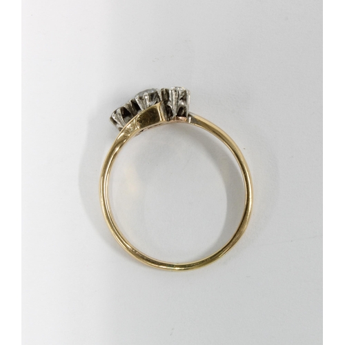 54 - 18ct gold three stone diamond ring claw set in platinum, size N