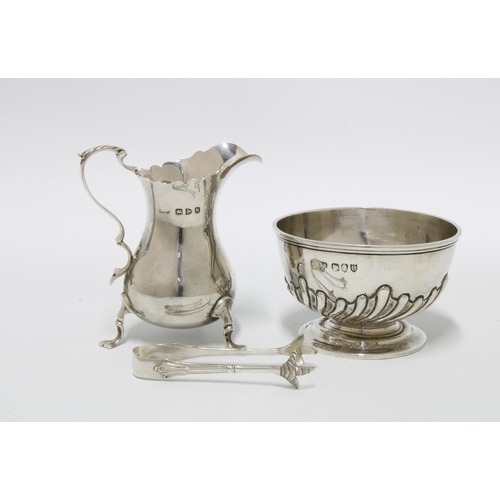 58 - Victorian silver cream jug, Chester 1896, Victorian silver sugar bowl, London 1892 and a silver suga... 
