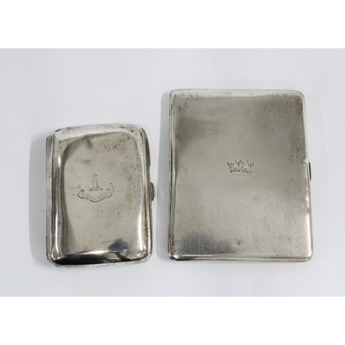 7 - Silver cigarette case, Birmingham 1938,  11 x 8.5cm together with a smaller silver cigarette case wi... 