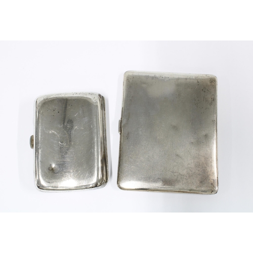 7 - Silver cigarette case, Birmingham 1938,  11 x 8.5cm together with a smaller silver cigarette case wi... 