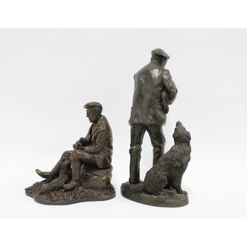 111 - William Elphick for Heredities two signed figures of farmers with dogs and lambs, taller 24cm (2)