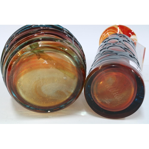 129 - Two Mdina moulded art glass vases, taller 31cm (2)