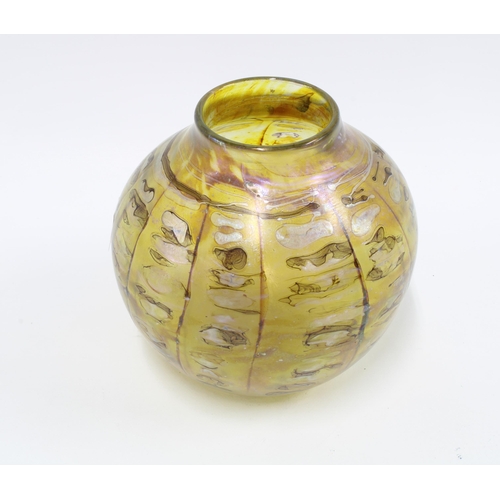 130 - Peter Layton (b.1937) art glass vase, signed, 16cm