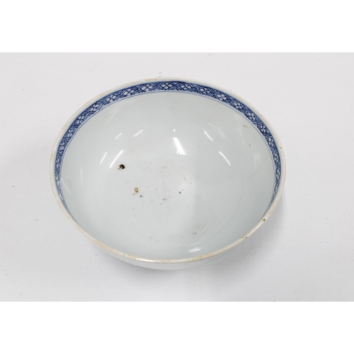 140 - Nanking Cargo blue and white bowl with Christies's sticker, 15cm diameter.