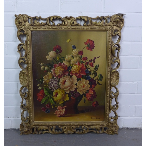 160 - James North, vase of flowers still life, oil on canvas, signed, in an ornate gilt frame,  40 x 50cm