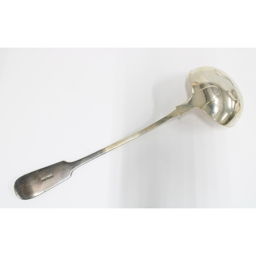 17 - George V silver soup ladle, James Dixon & Sons, Sheffield 1911, 34cm long