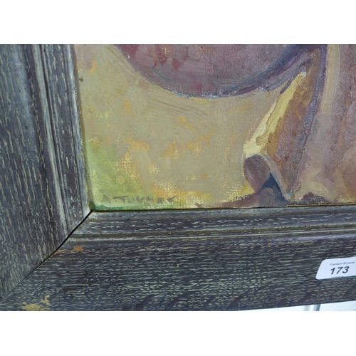 173 - Audrey Turner, 'Still Life Brown Group', oil on board, signed, framed and labelled verso, 35 X 50CM