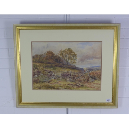 179 - John H. Cole RSA, 'Country Landscape', watercolour, signed and framed under glass, labelled verso, 5... 