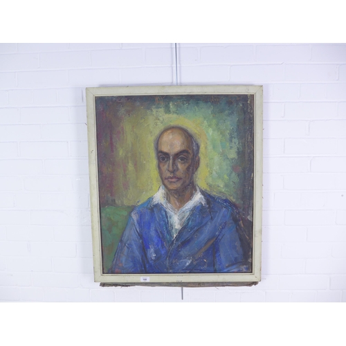 188 - Mid 20th century Indian School, portrait of a gent, oil on card, apparently unsigned, framed 64 x 74... 