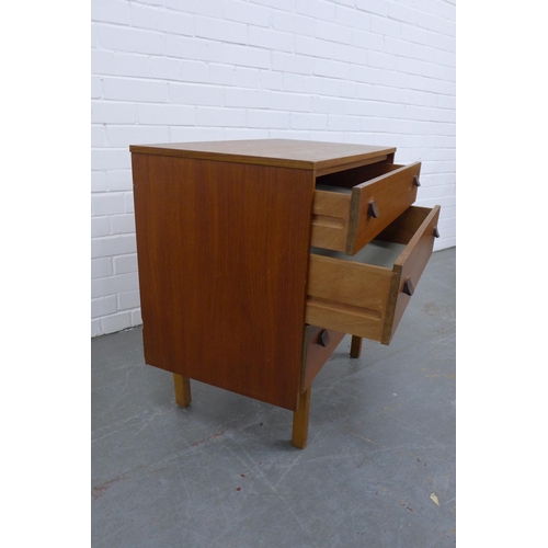 222 - Symbol Furniture - teak chest, the rectangular top over three long drawers . 72 x 76 x 42cm.