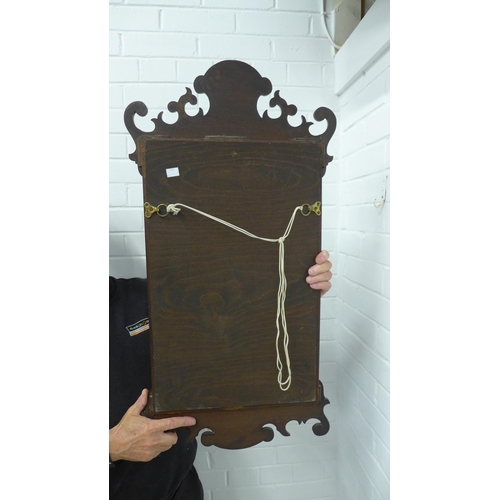 242 - Mahogany fretwork wall mirror 82 x 42cm.