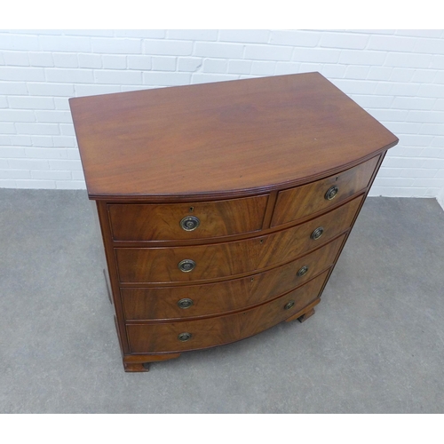 245 - Mahogany bow front chest with two short and three long graduating drawers. 97 x 91 x 55cm.