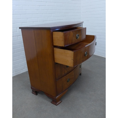 245 - Mahogany bow front chest with two short and three long graduating drawers. 97 x 91 x 55cm.