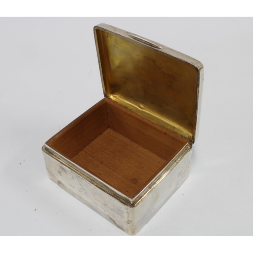 25 - Edwardian silver cigarette box, rectangular hinged lid and cedar lined interior, Chester 1910, 11 x ... 