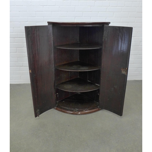 259 - Georgian mahogany corner cupboard, shelved interior, 101 x 65 x 46cm.