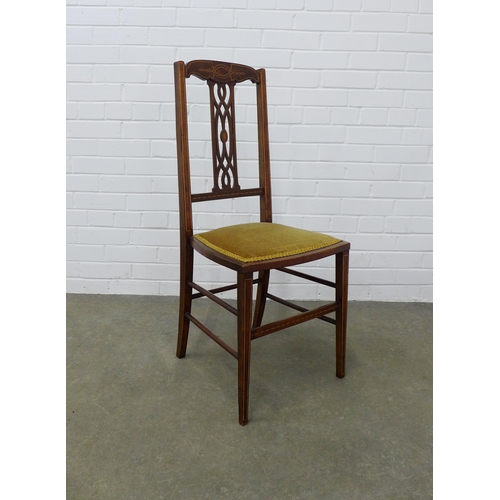 264 - Edwardian mahogany &  inlaid side chair, 96 x 39 x 35cm.