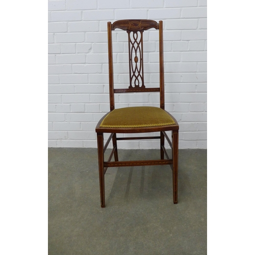 264 - Edwardian mahogany &  inlaid side chair, 96 x 39 x 35cm.