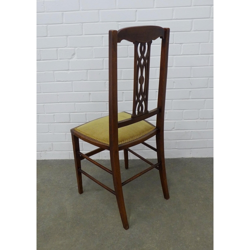 264 - Edwardian mahogany &  inlaid side chair, 96 x 39 x 35cm.